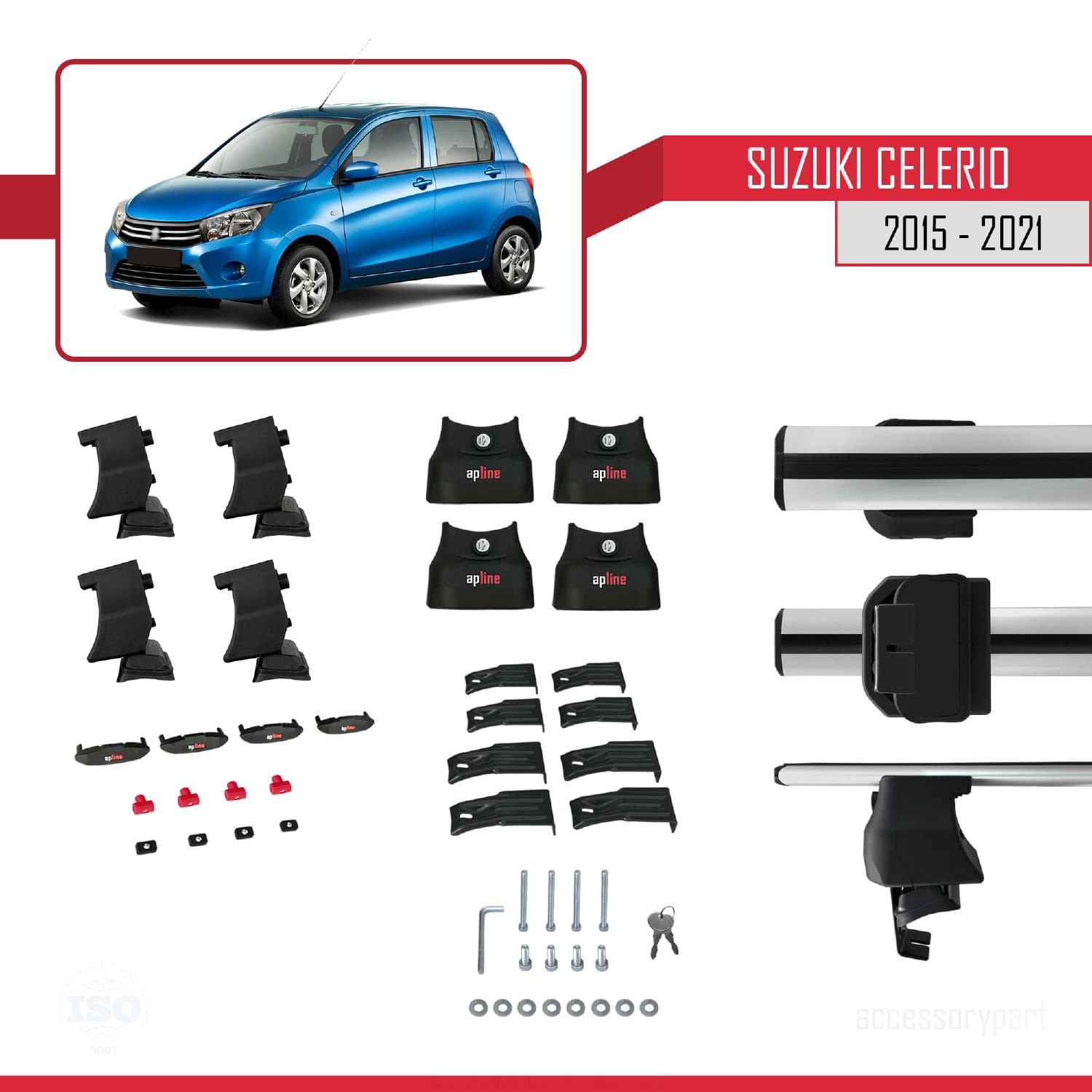 Suzuki Celerio 2015-2021 Arası ile uyumlu ACE-4 Ara Atkı Tavan Barı GRİ