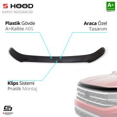 S-Dizayn Ford Uyumlu Ranger ABS Plastik Kaput Rüzgarlığı 2016 Üzeri A+Kalite Parça