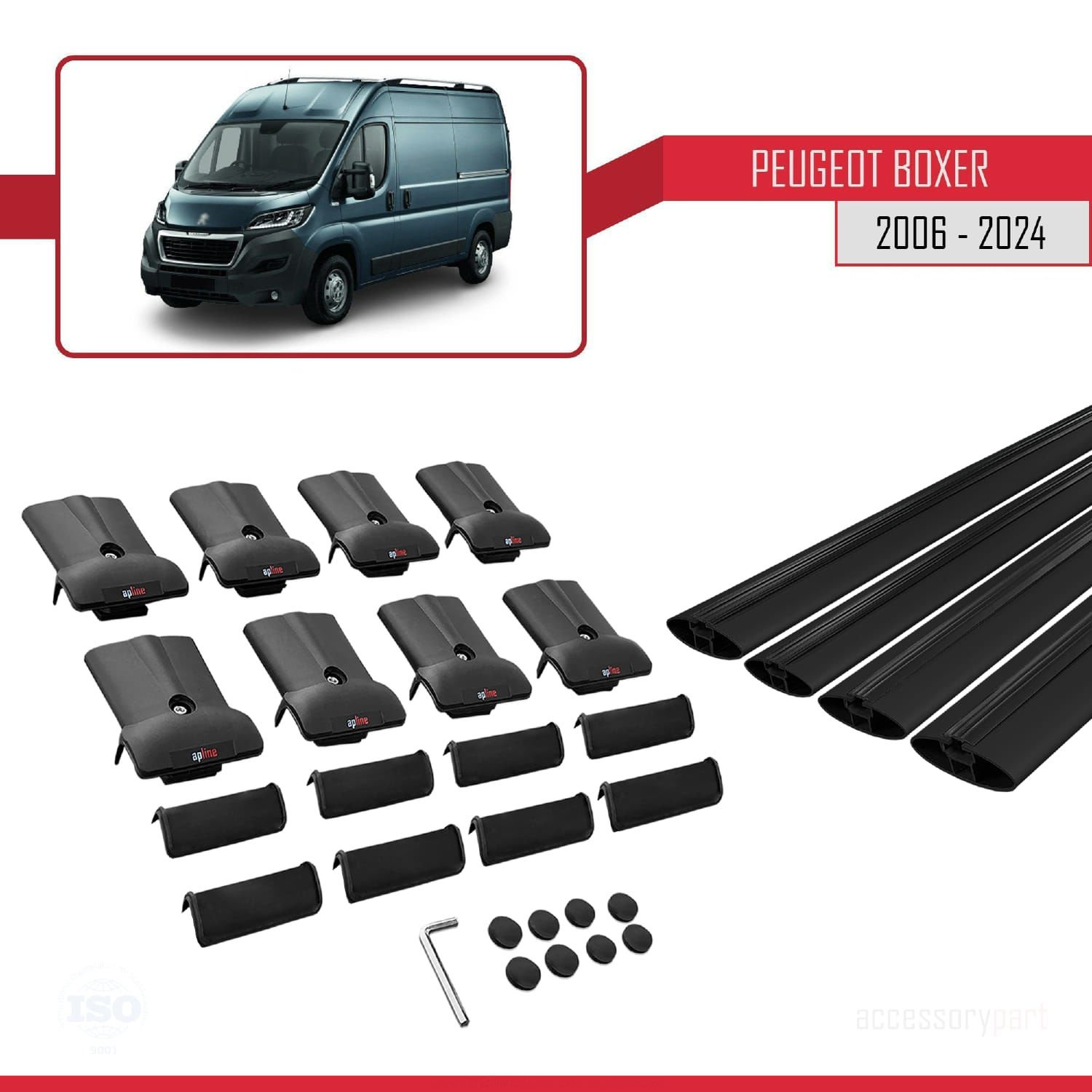 Peugeot Boxer 2006 ve Sonrası ile uyumlu FLY Model Ara Atkı Tavan Barı SİYAH 4 ADET BAR