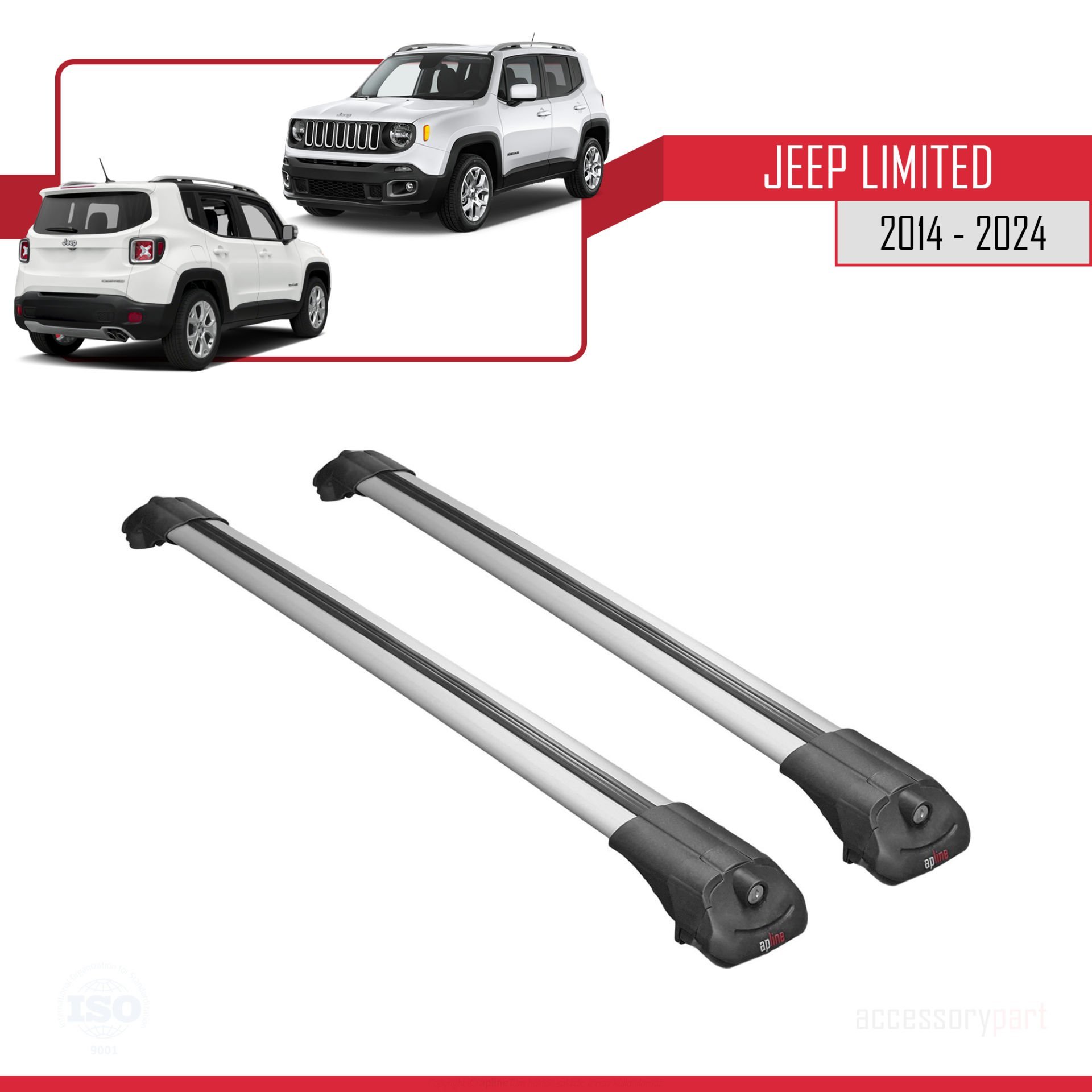 Jeep Limited 2014 ve Sonrası ile uyumlu ACE-1 Ara Atkı Tavan Barı GRİ