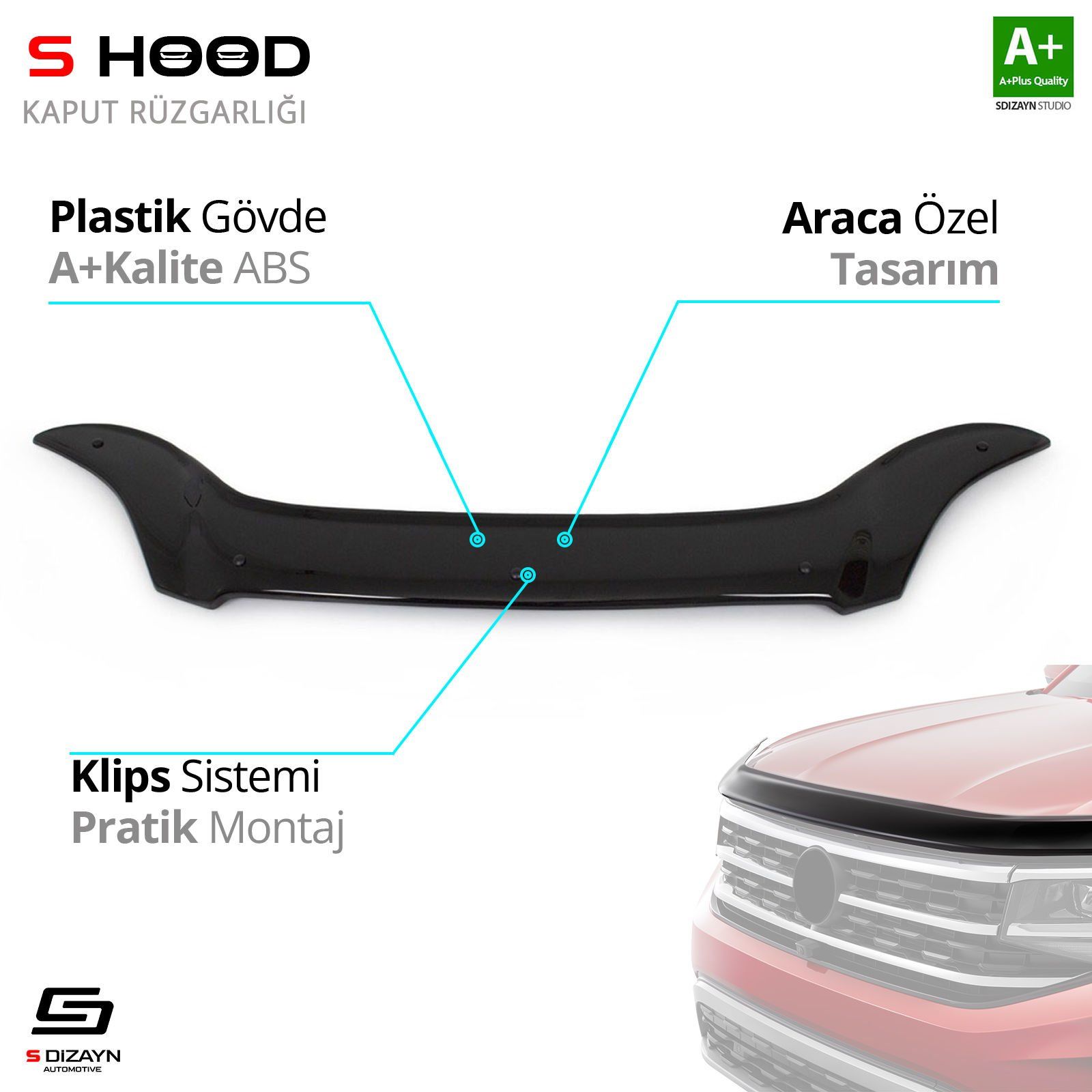 Honda Uyumlu Civic ABS Plastik Kaput Rüzgarlığı 1995-2000 A+Kalite Parça