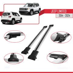 Jeep Limited 2014 ve Sonrası ile uyumlu FLY Model Ara Atkı Tavan Barı GRİ