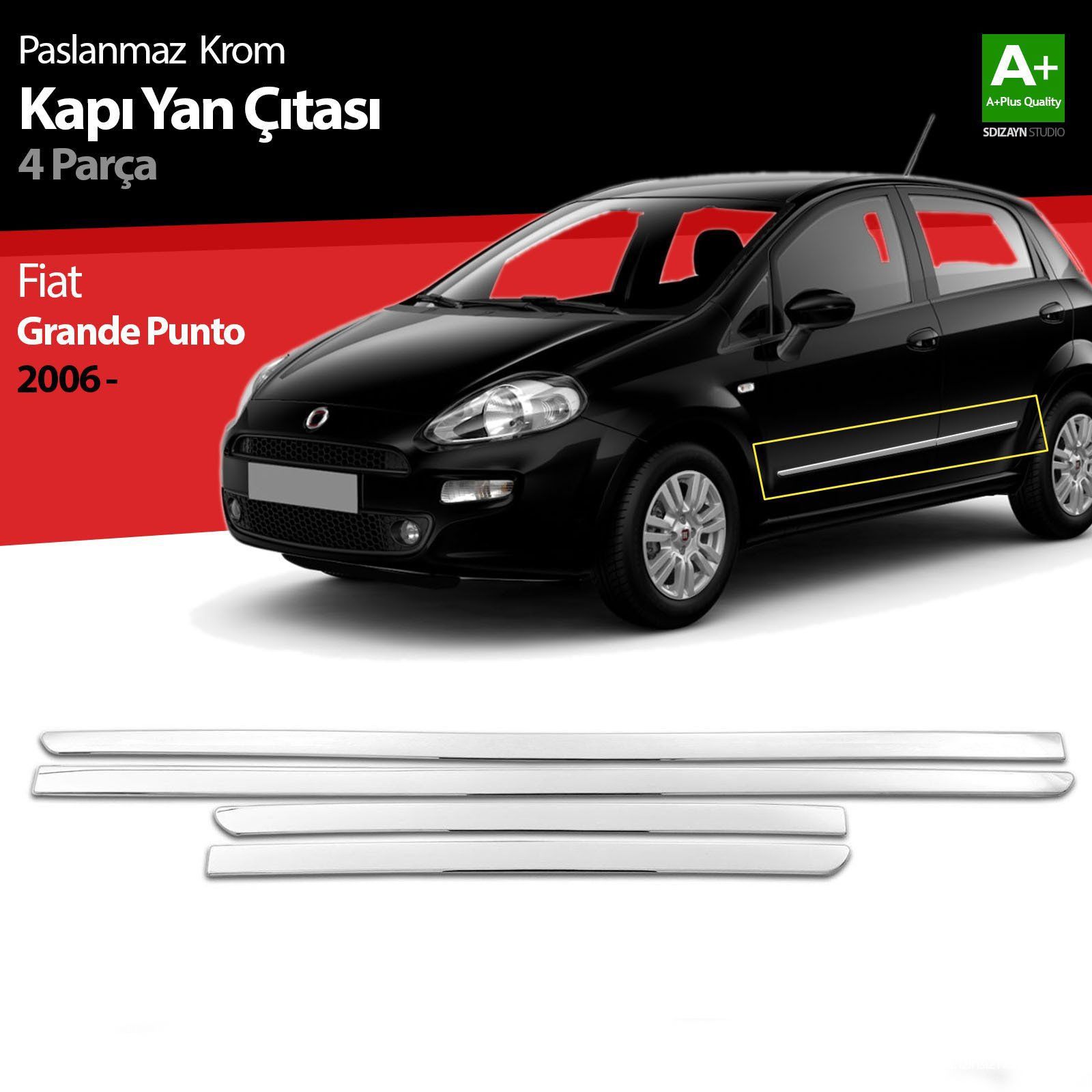 Punto Krom Uyumlu Kapı Yan Çıtası 2006 Üzeri