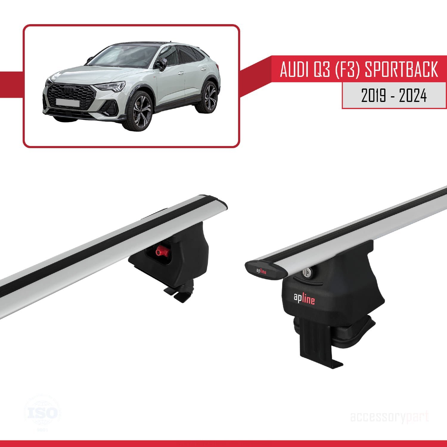 Audi Q3 (F3) Sportback 2019 ve Sonrası ile uyumlu ACE-4 Ara Atkı Tavan Barı GRİ