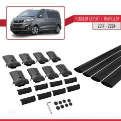 Peugeot Expert - Traveller 2017 ve Sonrası ile uyumlu FLY Model Ara Atkı Tavan Barı SİYAH 4 ADET BAR