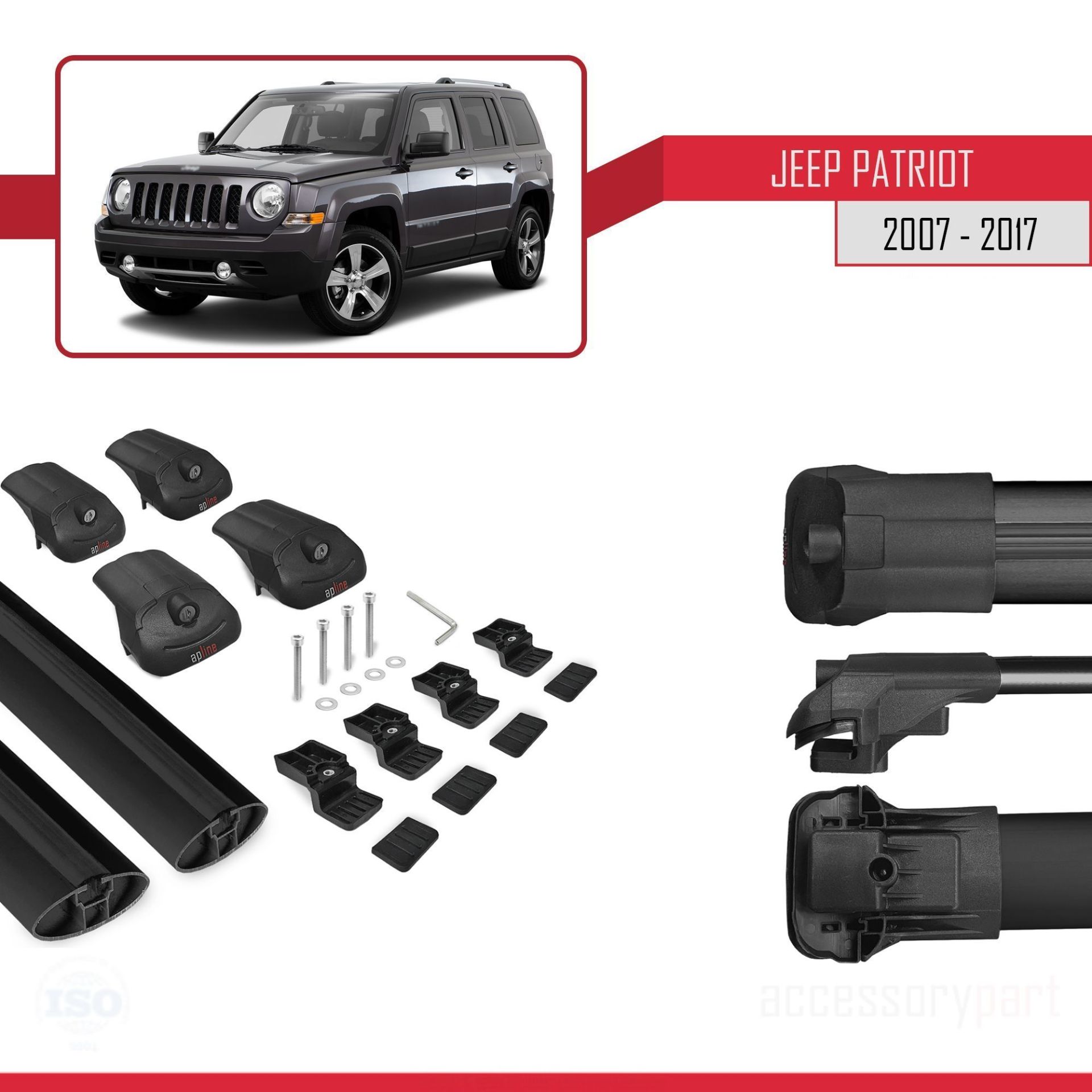 Jeep Patriot 2007-2017 Arası ile uyumlu ACE-1 Ara Atkı Tavan Barı SİYAH