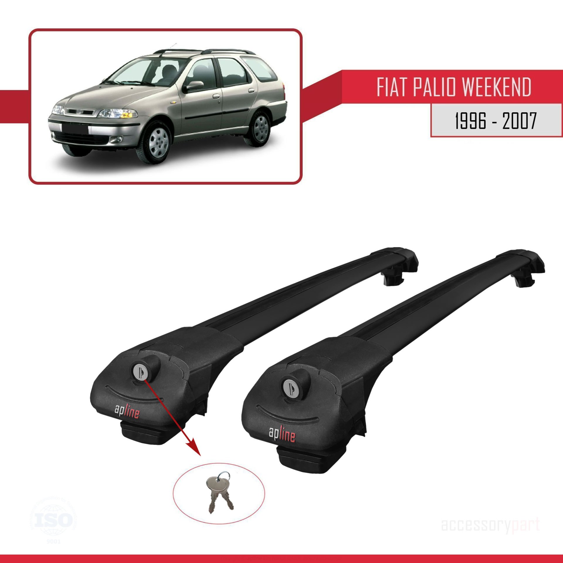 Fiat Palio WEEKEND 1996-2007 Arası ile uyumlu ACE-1 Ara Atkı Tavan Barı SİYAH