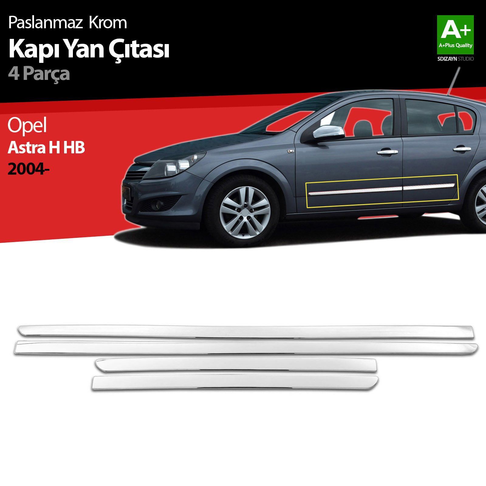 Opel Astra Uyumlu H Hatchback Krom Kapı Yan Çıtası 2004 Üzeri