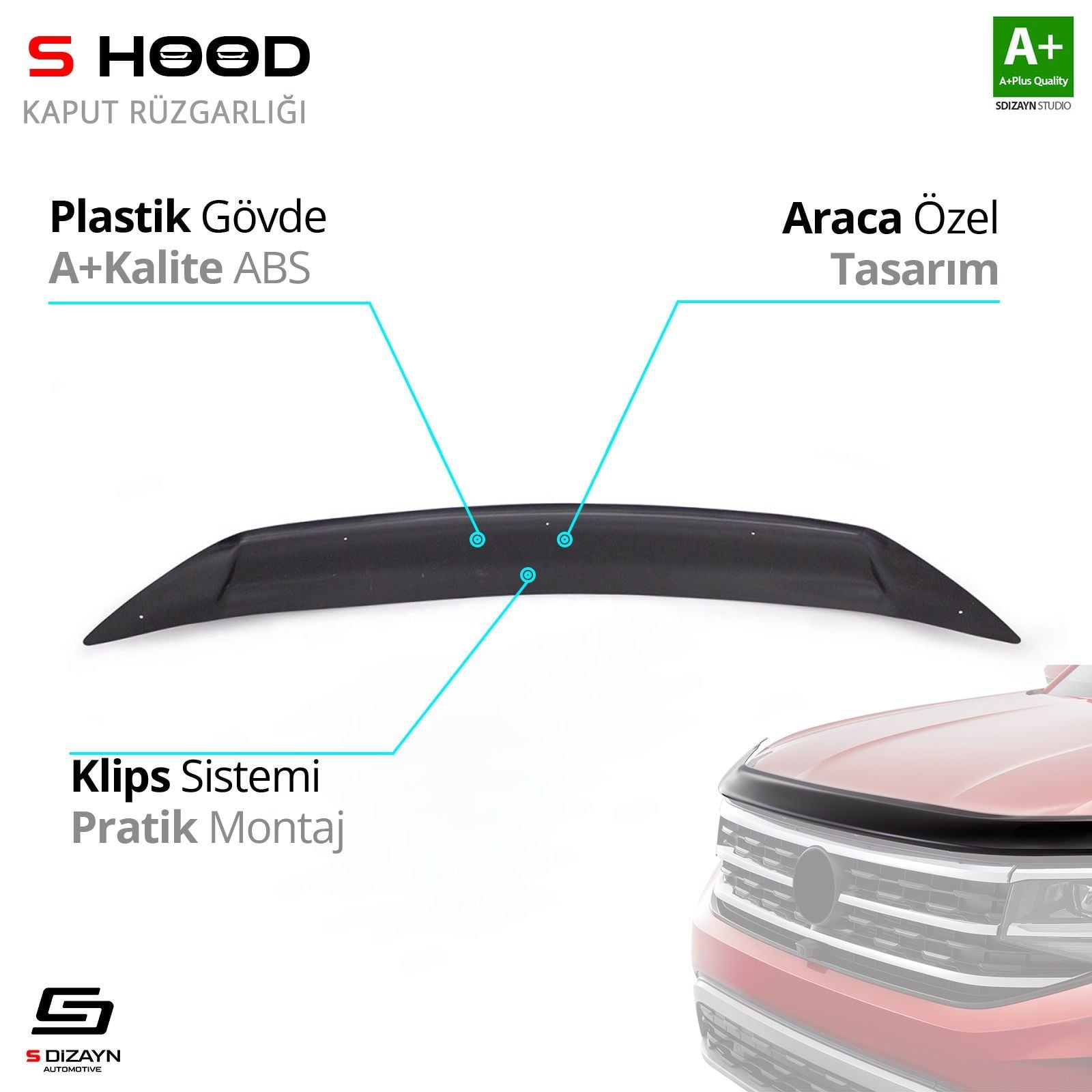 Kia Sportage ABS Plastik Kaput Rüzgarlığı 2011-2015 A+Kalite