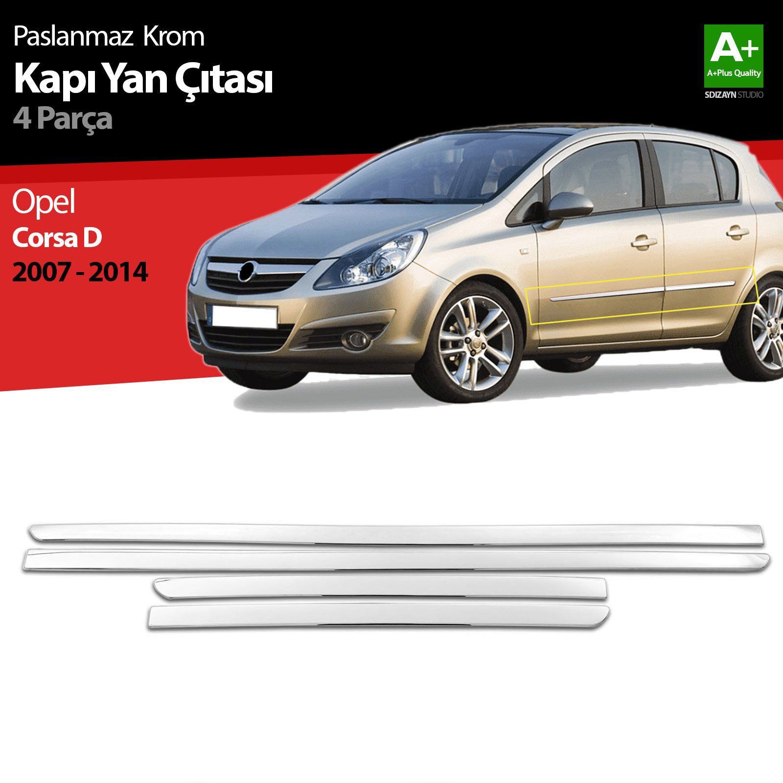 Opel Corsa Uyumlu D Krom Kapı Yan Çıtası 2007-2014