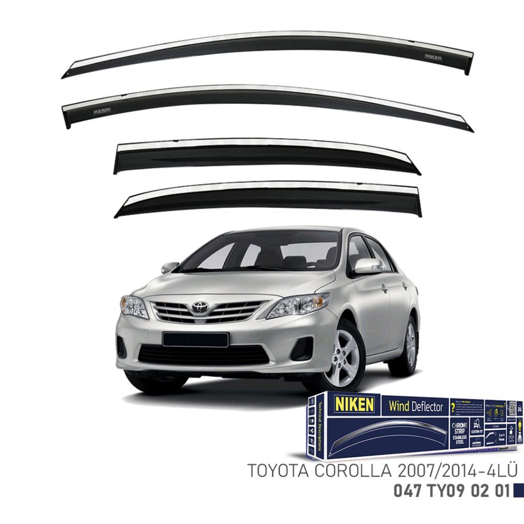 Niken Toyota Uyumlu Corolla 2007-2014 Kromlu Cam Rüzgarlığı 4Lü Parça