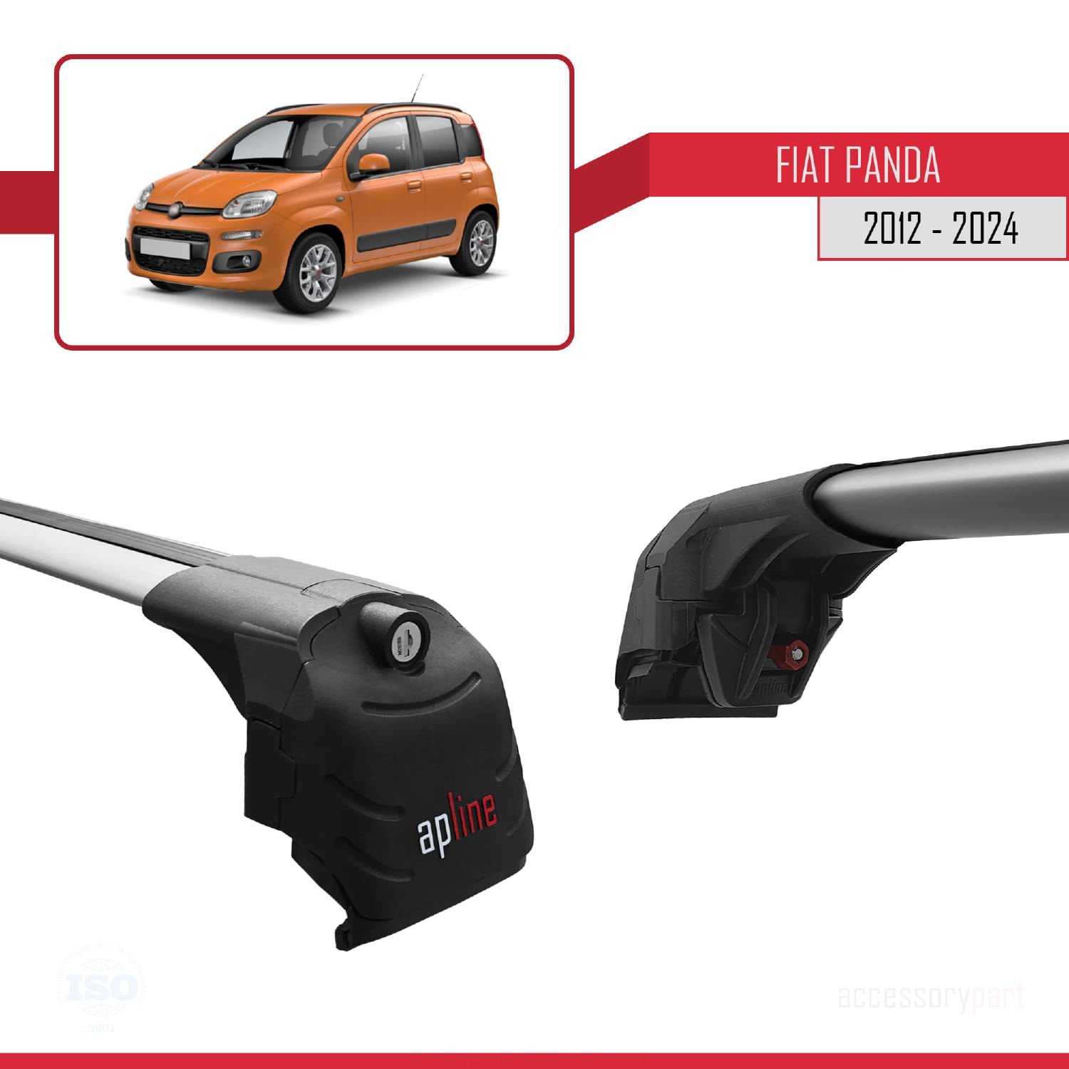 Fiat PANDA (319) 2012 ve Sonrası ile uyumlu ACE-2 Ara Atkı Tavan Barı GRİ