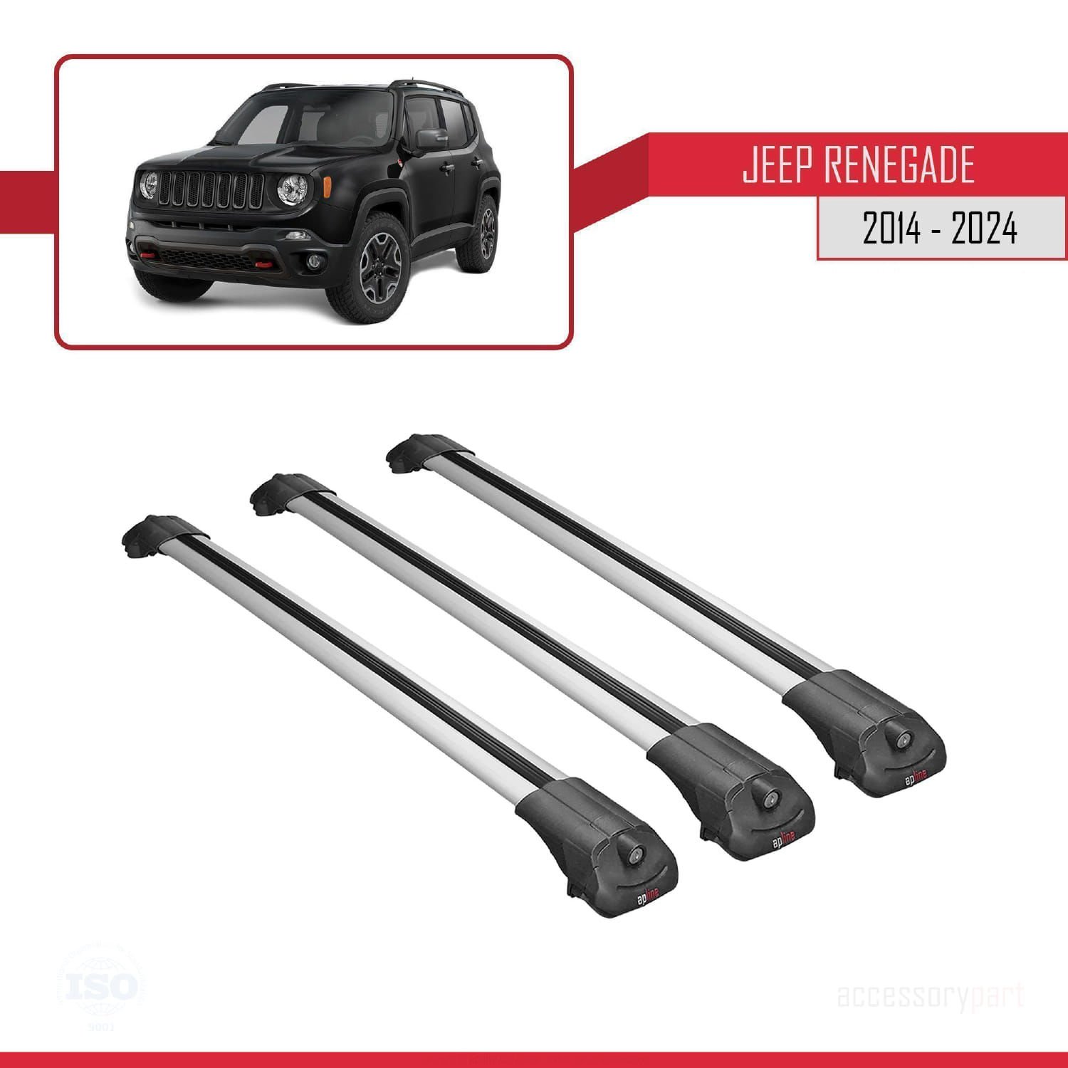 Jeep Renegade 2014 ve Sonrası ile uyumlu ACE-1 Ara Atkı Tavan Barı GRİ 3 ADET BAR