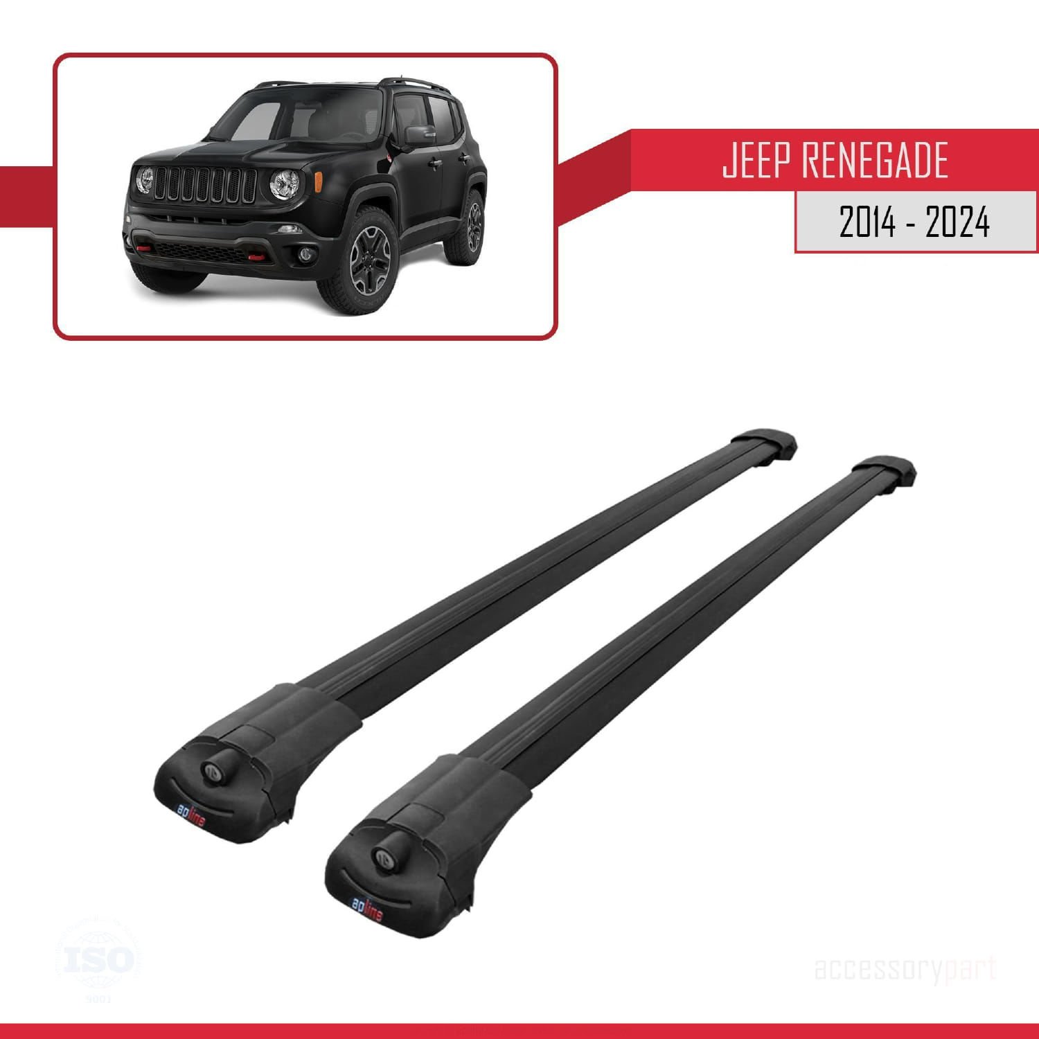 Jeep Renegade 2014 ve Sonrası ile uyumlu ACE-1 Ara Atkı Tavan Barı SİYAH