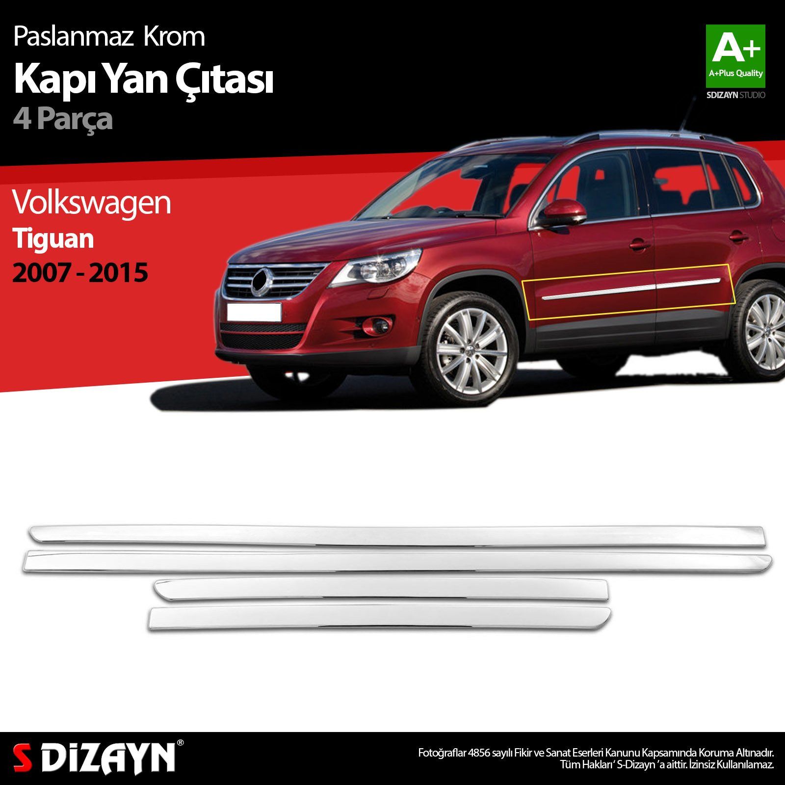 Volkswagen Tiguan Uyumlu Krom Kapı Yan Çıtası 2007-2015
