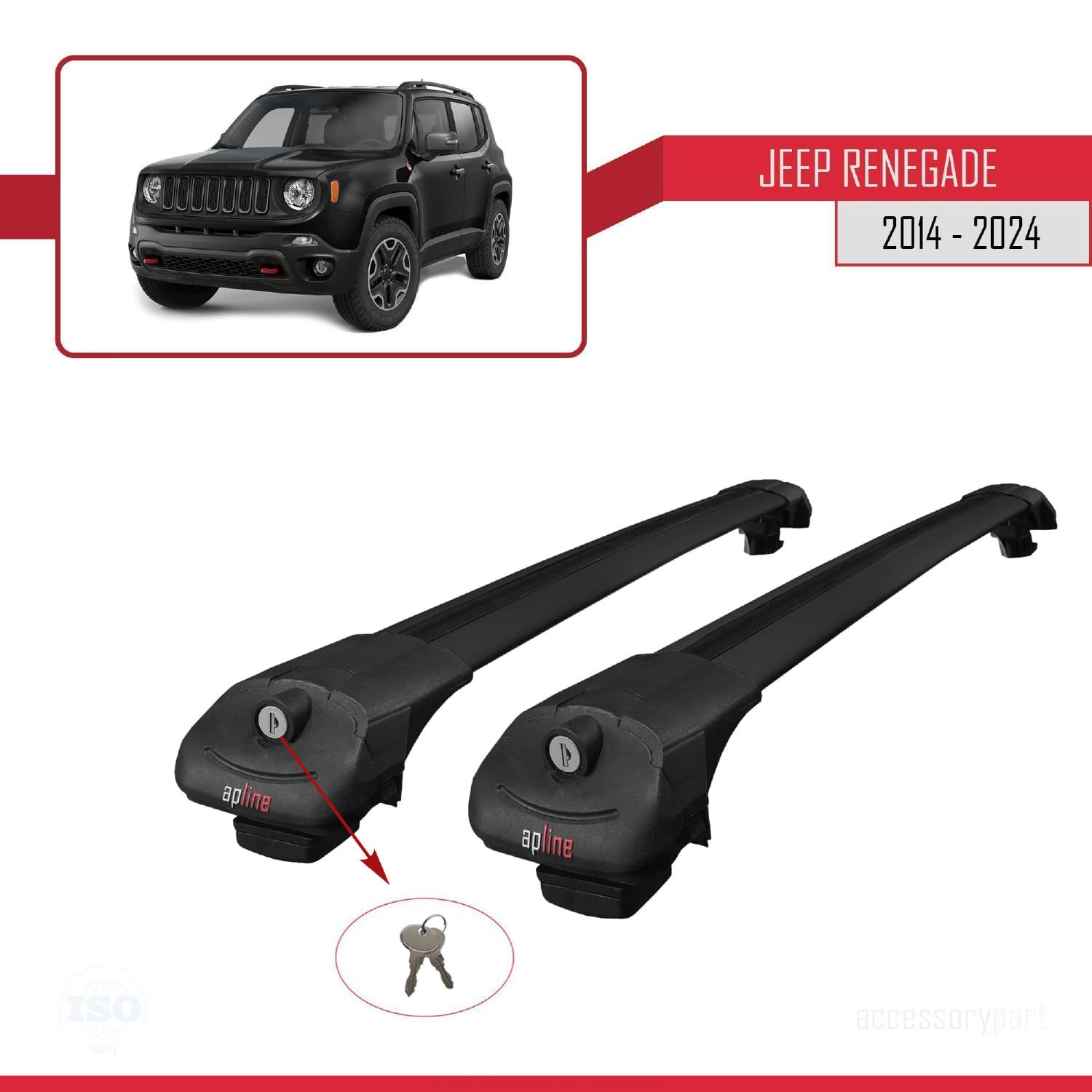 Jeep Renegade 2014 ve Sonrası ile uyumlu ACE-1 Ara Atkı Tavan Barı SİYAH