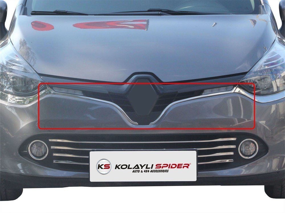 Renault Clio Uyumlu 4 Sport Tourer Ön Panjur Çıtası U Formlu 2 Parça Krom 2013-2016
