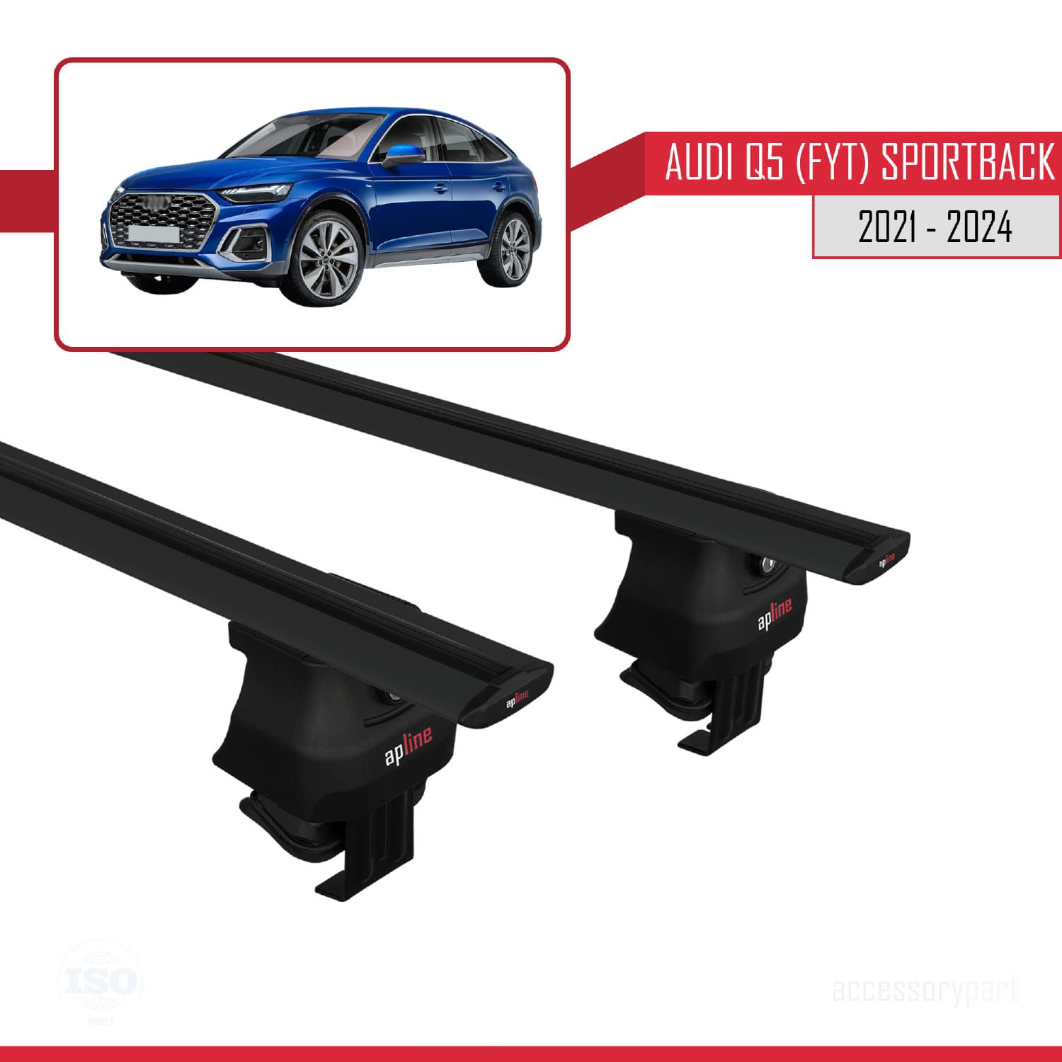 Audi Q5 (FYT) Sportback 2021 ve Sonrası ile uyumlu ACE-4 Ara Atkı Tavan Barı SİYAH