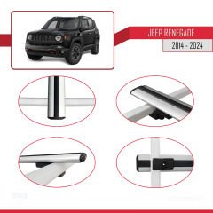 Jeep Renegade 2014 ve Sonrası ile uyumlu Basic Model Ara Atkı Tavan Barı GRİ 3 ADET