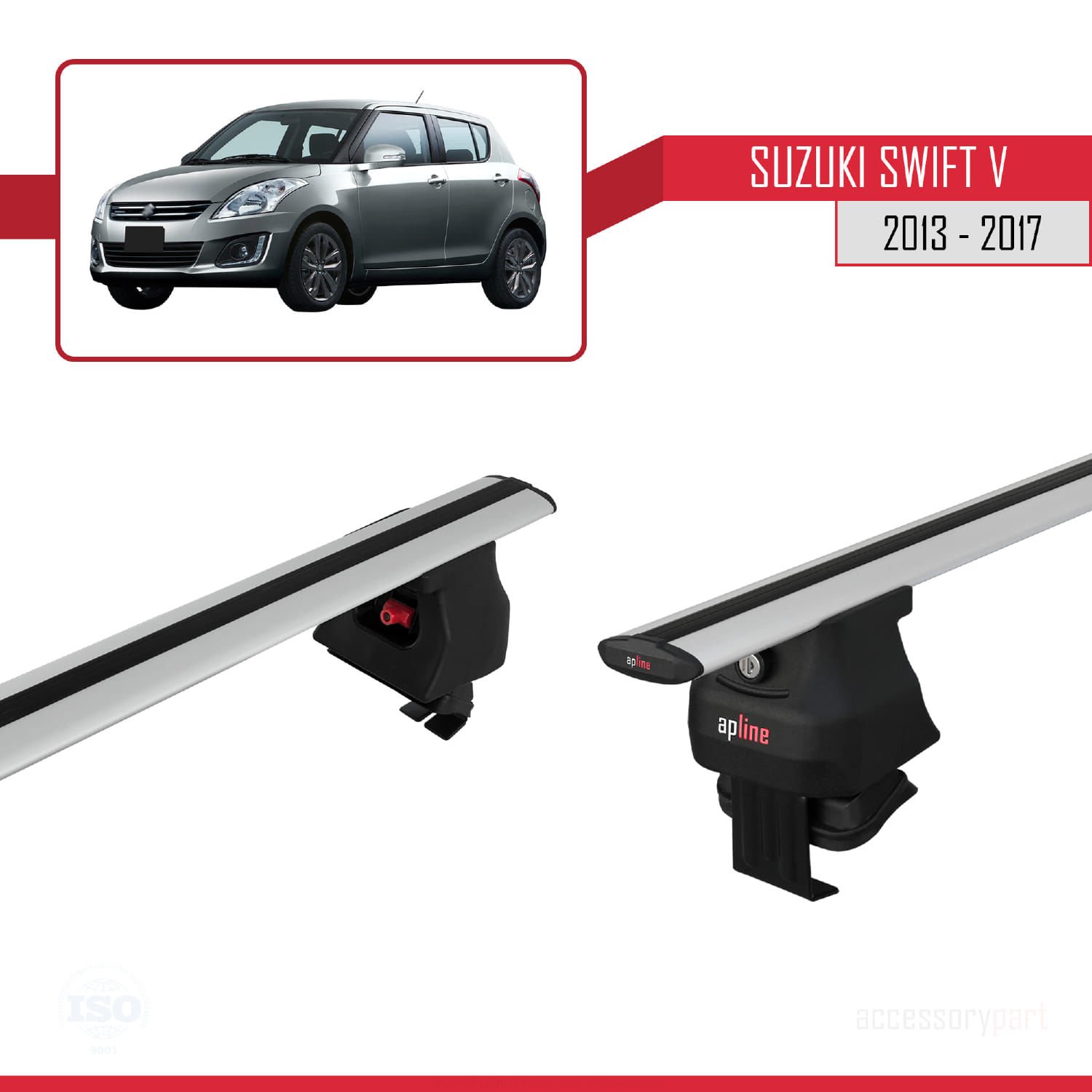 Suzuki Swift V 2013-2017 Arası ile uyumlu ACE-4 Ara Atkı Tavan Barı GRİ
