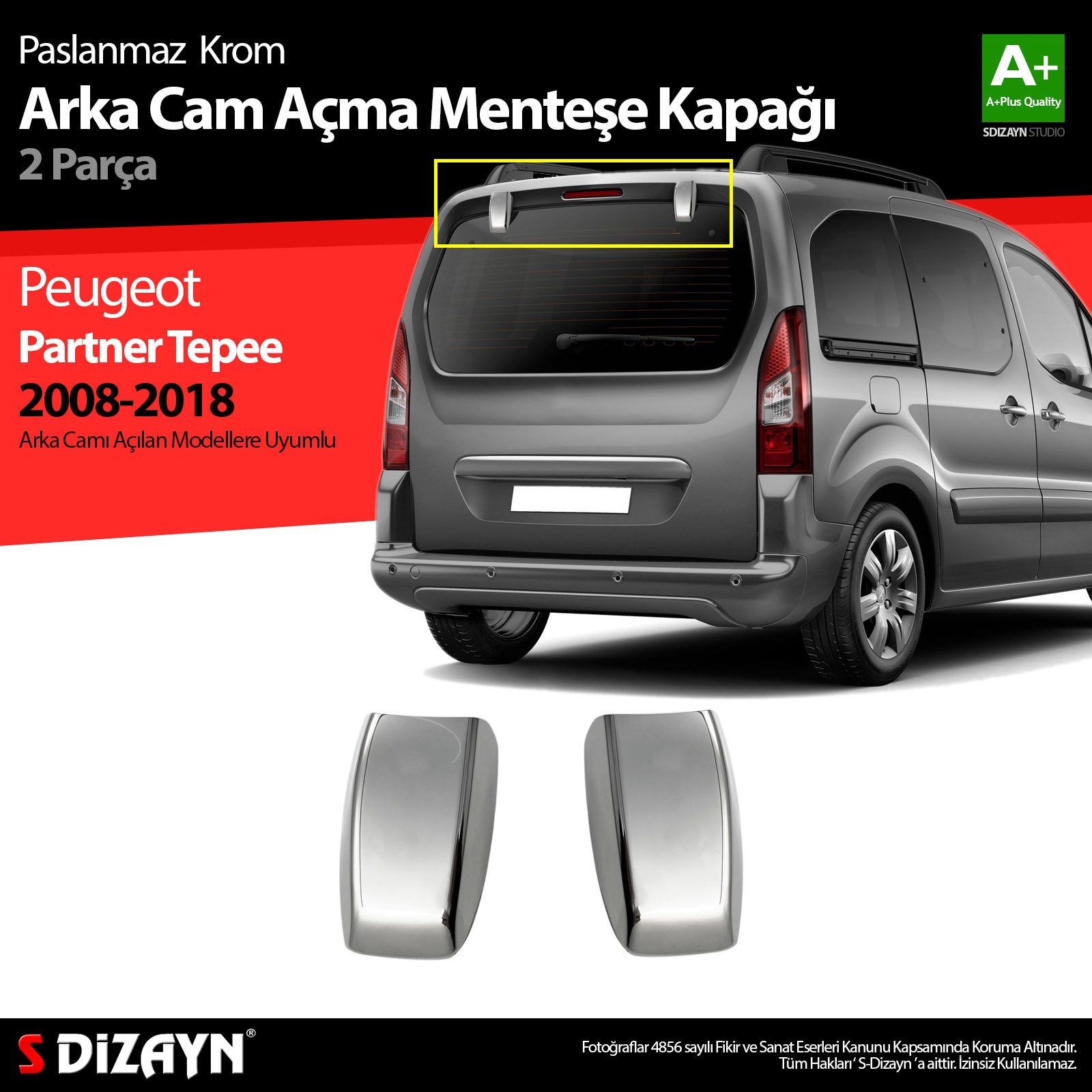Krom Arka Cam Açma Menteşe Kapağı 2 Parça 2008-2018
