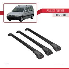 Peugeot Partner 1996-2003 Arası ile uyumlu ACE-1 Ara Atkı Tavan Barı SİYAH 3 ADET BAR