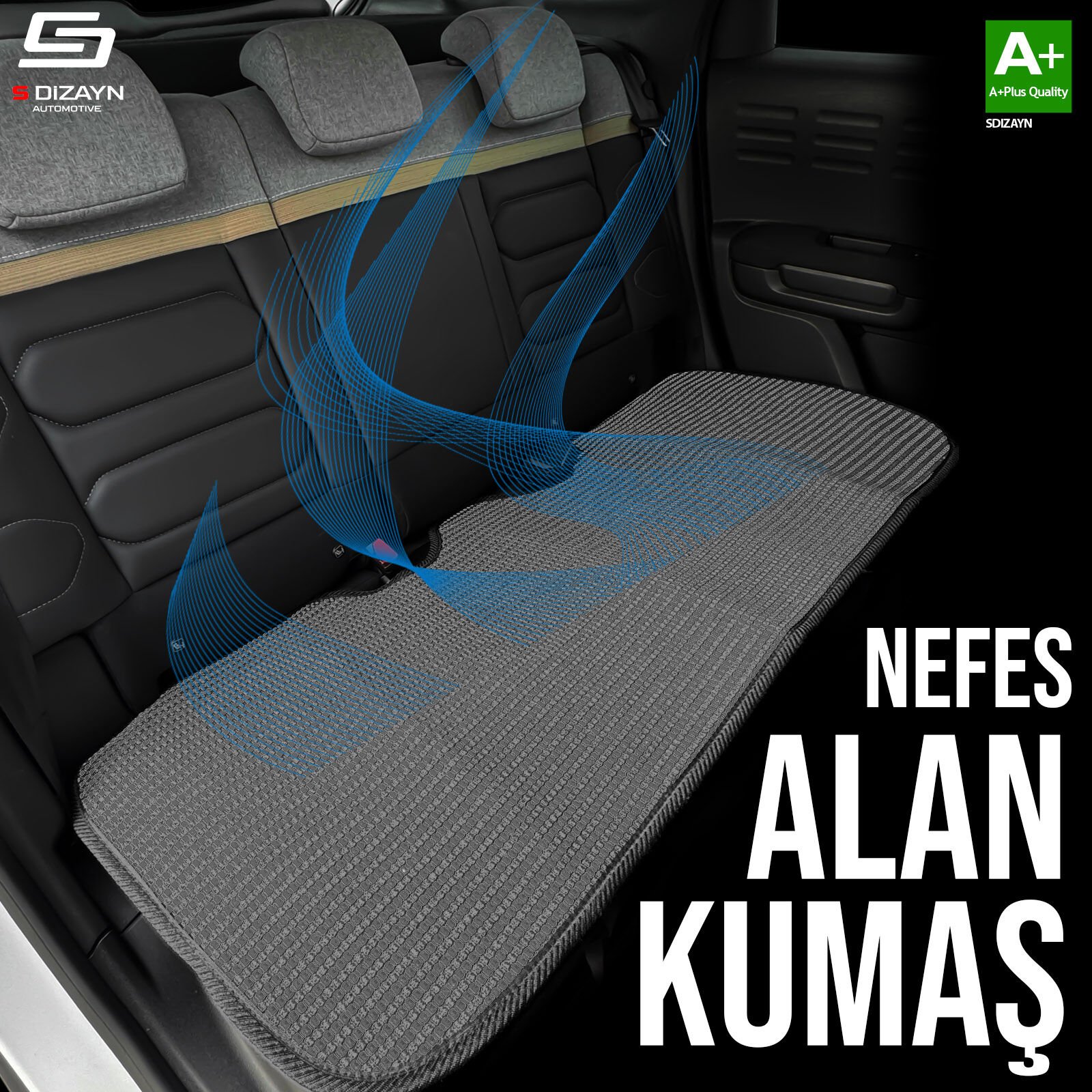 S-Dizayn Oto Koltuk Koruyucu Alt Minder Füme Universal 2+1 Parça Ön Arka A+ Kalite