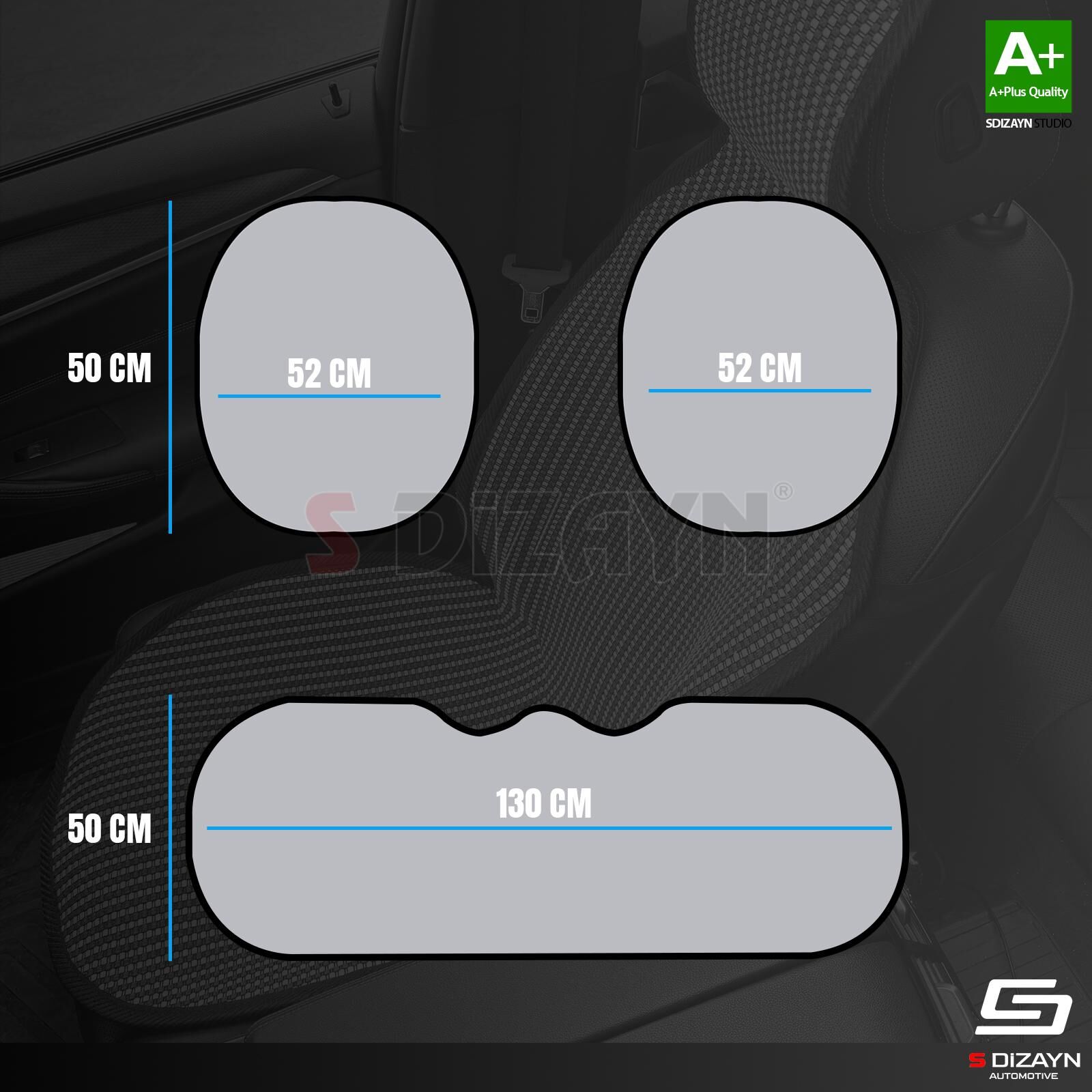 S-Dizayn Oto Koltuk Koruyucu Alt Minder Füme Universal 2+1 Parça Ön Arka A+ Kalite