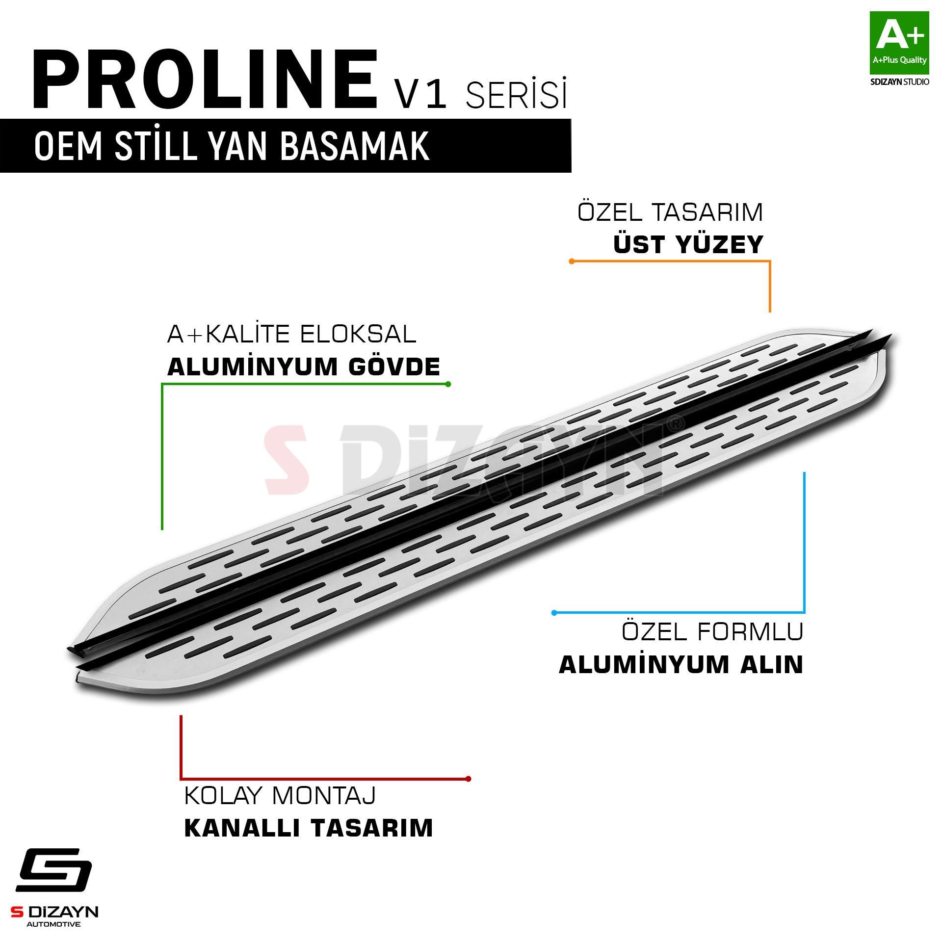 S-Dizayn VW Caddy 3 OEM Still Pro V1 Aluminyum Yan Basamak 193 Cm 2004-2020