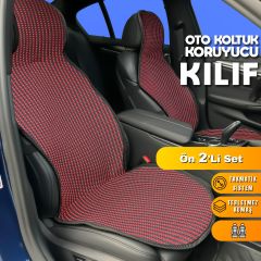 Volkswagen Golf Uyumlu Koltuk Kılıfı Minder Çizgili Siyah Kırmızı 2+1 Ön Arka Set