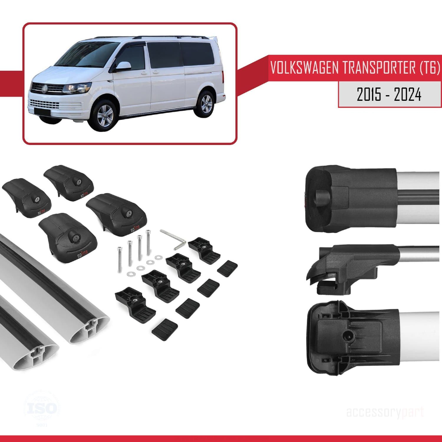 Volkswagen Transporter (T6) 2015 ve Sonrası ile uyumlu ACE-1 Ara Atkı Tavan Barı GRİ