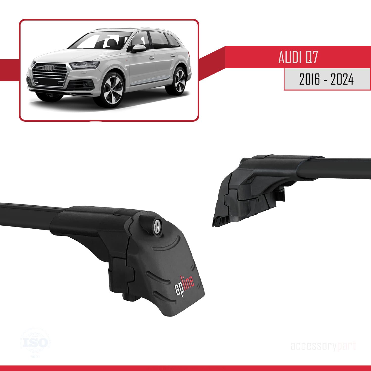 Audi Q7 (4M) 2016 ve Sonrası ile uyumlu ACE-2 Ara Atkı Tavan Barı SİYAH