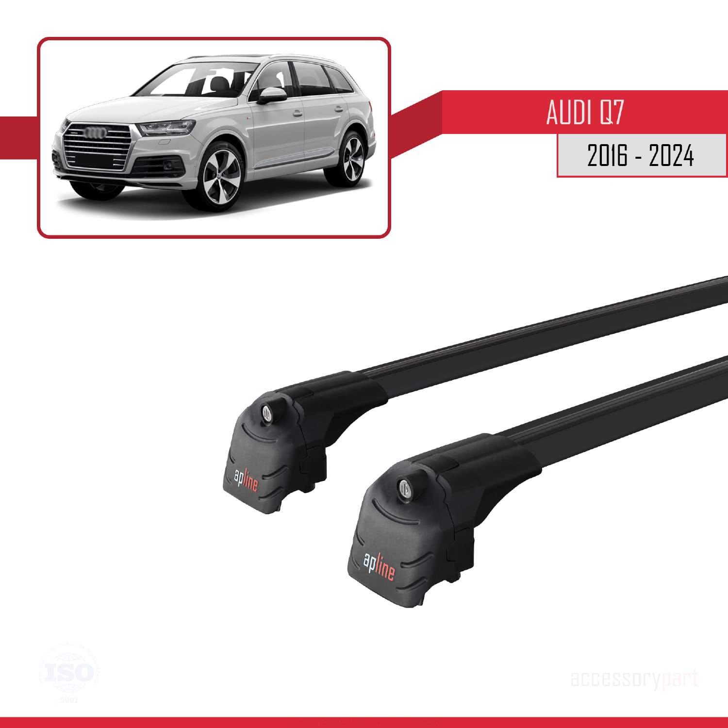 Audi Q7 (4M) 2016 ve Sonrası ile uyumlu ACE-2 Ara Atkı Tavan Barı SİYAH