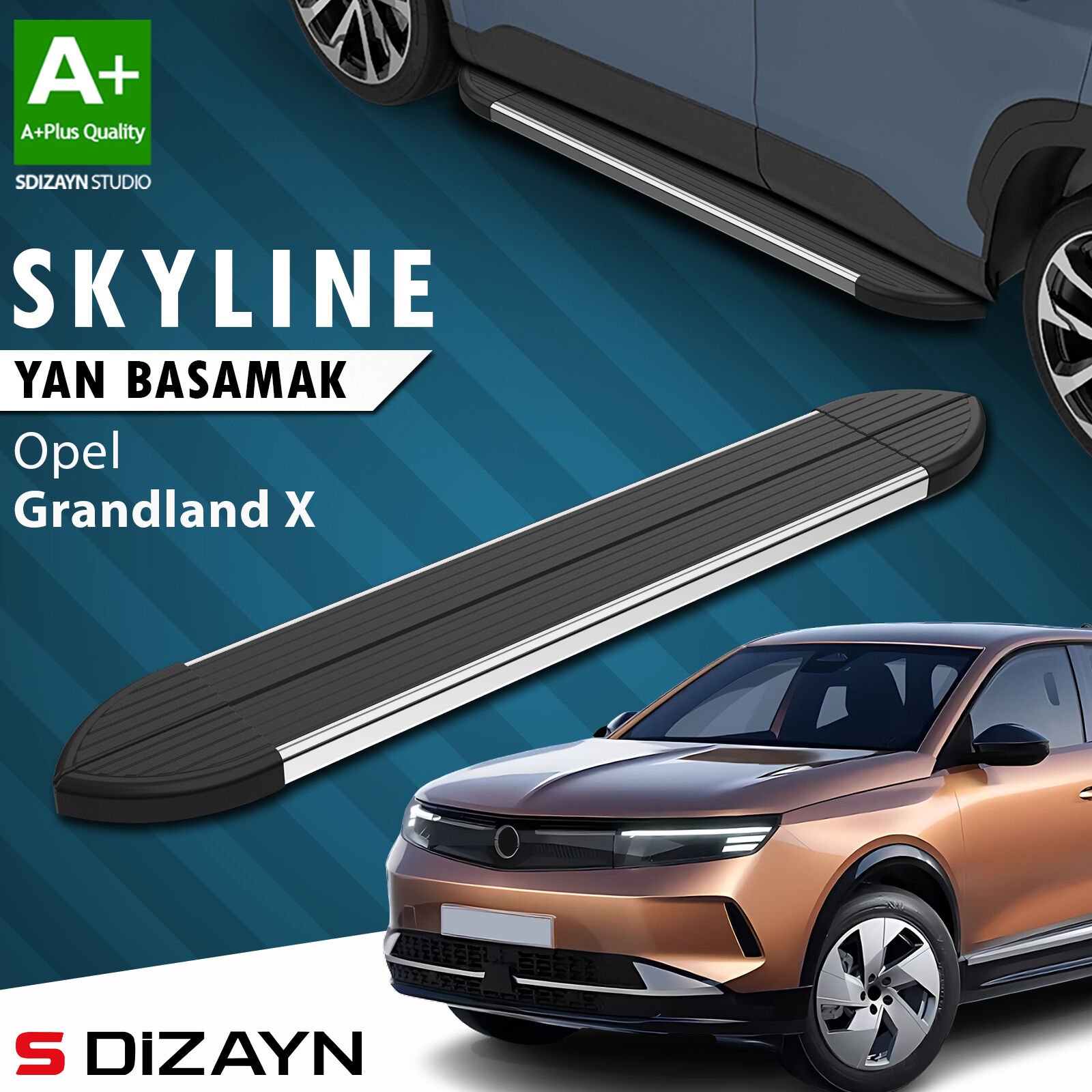 S-Dizayn Opel Grandland X 2 Hybrid Skyline Krom Yan Basamak 183 Cm 2024 Üzeri A+ Kalite