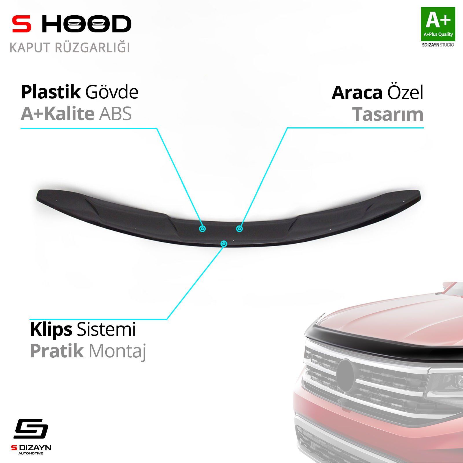 Nissan Uyumlu Qashqai Abs Plastik Kaput Rüzgarlığı 2014 2016 A Kalite