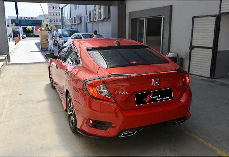 Honda Civic Uyumlu 2016 S Fc5 - Işıklı Bagaj Üzeri Spoiler ABS