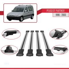 Peugeot Partner 1996-2003 Arası ile uyumlu FLY Model Ara Atkı Tavan Barı GRİ 4 ADET BAR