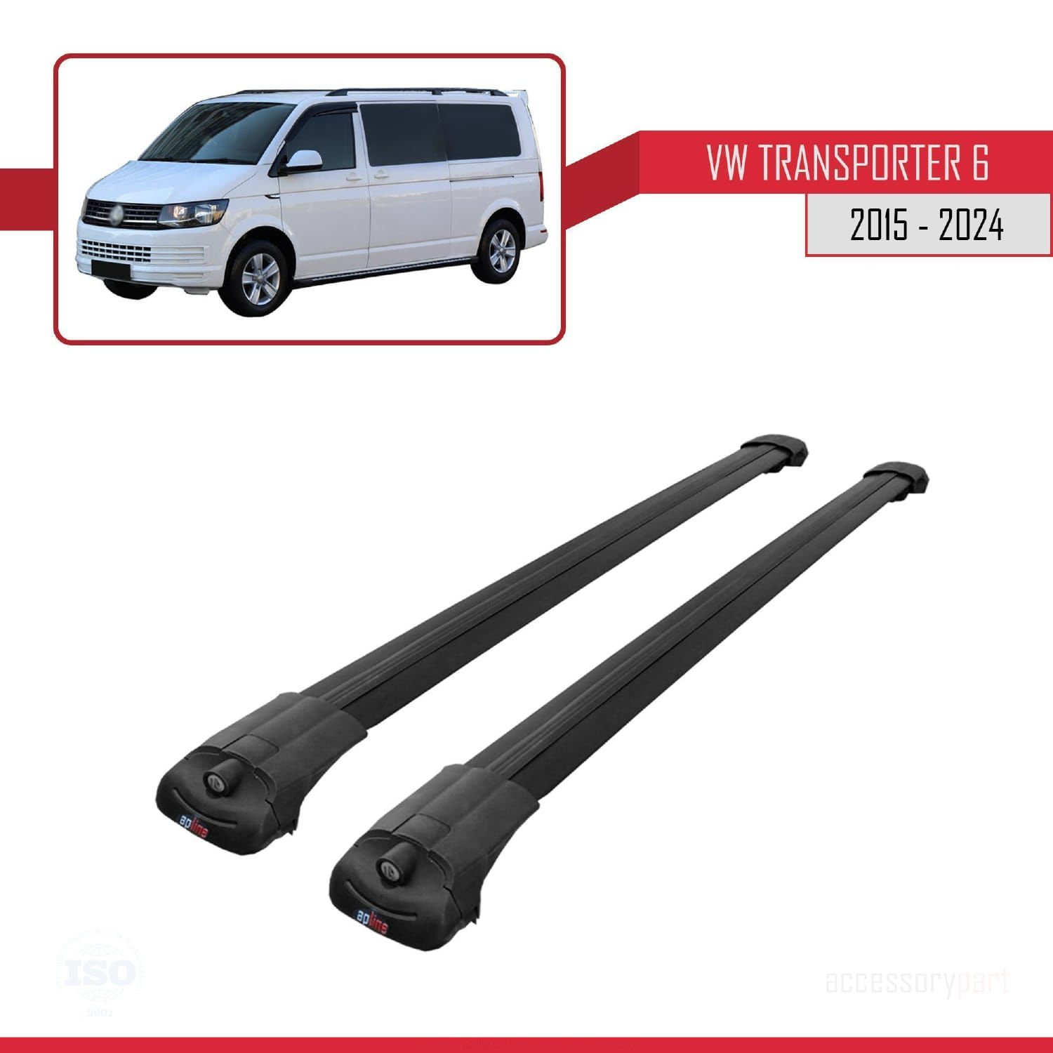 Volkswagen Transporter (T6) 2015 ve Sonrası ile uyumlu ACE-1 Ara Atkı Tavan Barı SİYAH