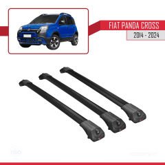 Fiat Panda Cross 2014 ve Sonrası ile uyumlu ACE-1 Ara Atkı Tavan Barı SİYAH 3 ADET BAR