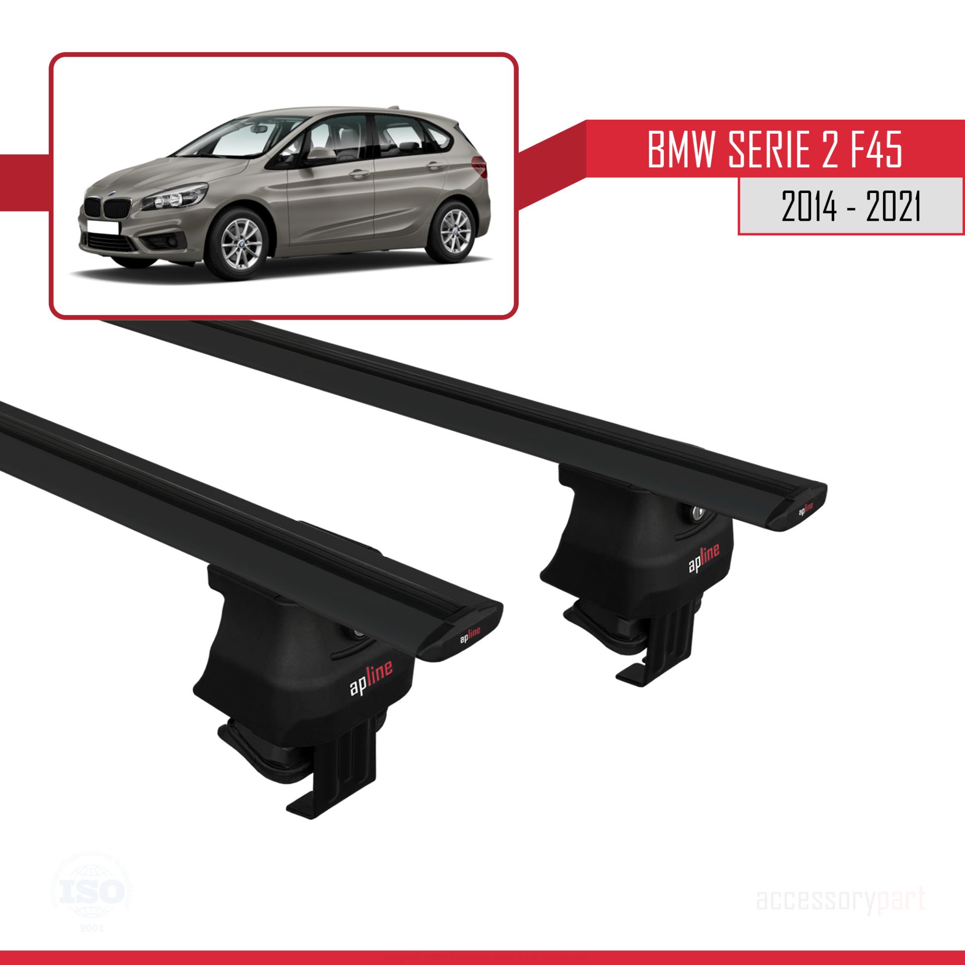 BMW 2 Serisi (F45) Active Tourer 2014-2021 Arası ile uyumlu ACE-4 Ara Atkı Tavan Barı SİYAH