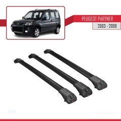 Peugeot Partner 2003-2008 Arası ile uyumlu ACE-1 Ara Atkı Tavan Barı SİYAH 3 ADET BAR