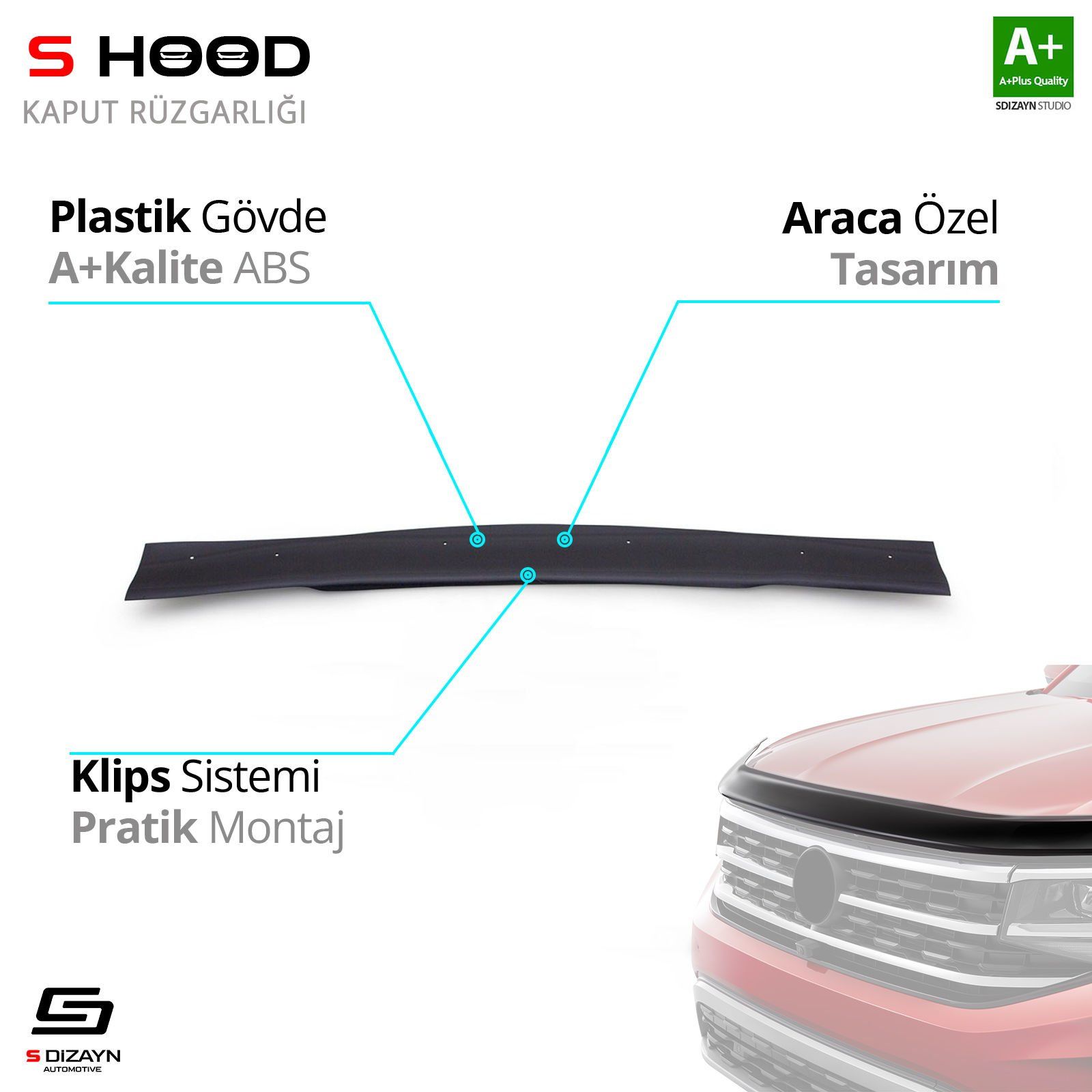 S-Dizayn Opel Uyumlu Frontera ABS Plastik Kaput Rüzgarlığı 0 A+Kalite Parça