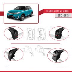 Suzuki Vitara / Escudo (LY) 2015 ve Sonrası ile uyumlu ACE-2 Ara Atkı Tavan Barı GRİ
