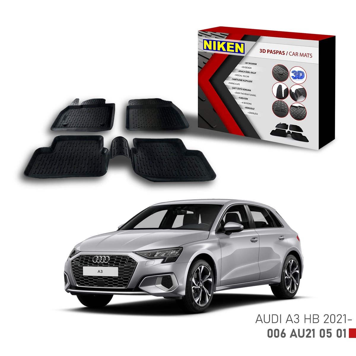 Audi A3 Hb için Uyumlu -2021 3D Paspas
