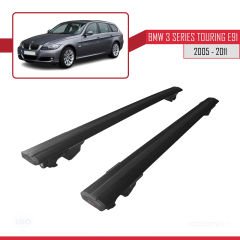 Bmw 3 Series Touring (E91) 2005-2011 Arası ile uyumlu HOOK Model Anahtar Kilitli Ara Atkı Tavan Barı SİYAH