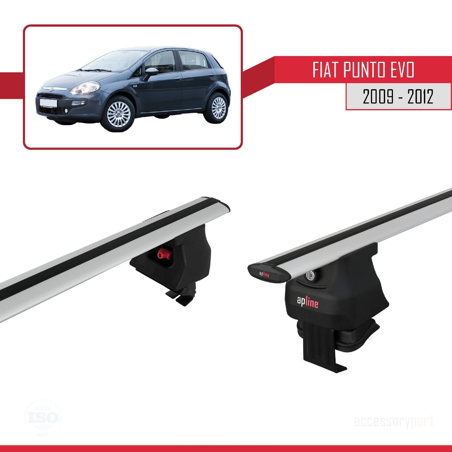 Fiat Punto Evo (199) 2009-2012 Arası ile uyumlu ACE-4 Ara Atkı Tavan Barı GRİ