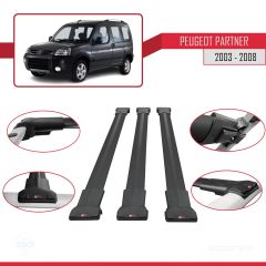 Peugeot Partner 2003-2008 Arası ile uyumlu FLY Model Ara Atkı Tavan Barı SİYAH 3 ADET BAR