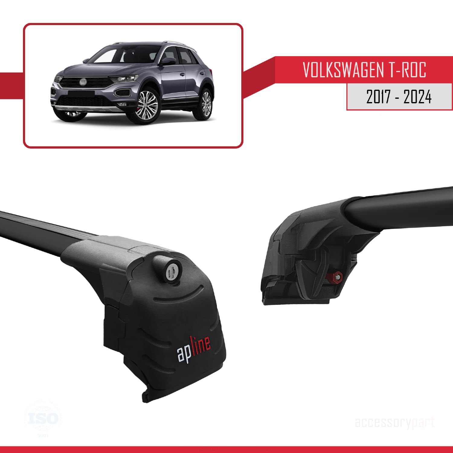Volkswagen T-Roc 2017 ve Sonrası ile uyumlu ACE-2 Ara Atkı Tavan Barı SİYAH