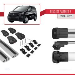Peugeot Partner 2019-2022 Arası ile uyumlu ACE-1 Ara Atkı Tavan Barı GRİ