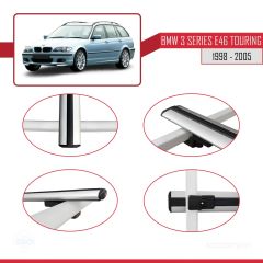 BMW 3 Serisi (E46) TOURING 1998-2005 Arası ile uyumlu Basic Model Ara Atkı Tavan Barı GRİ 3 ADET